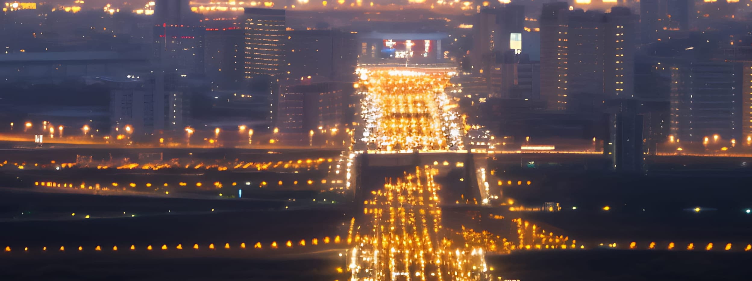 Night city traffic light trails